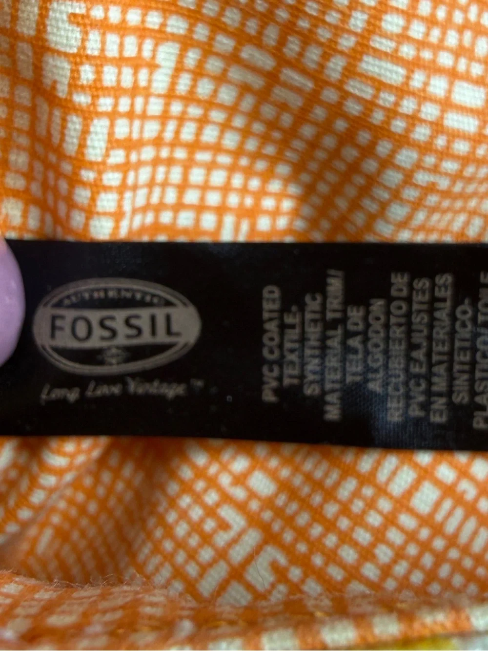 Fossil Keyper Y2K Geometric Print Crossbody Bag Leather Trim Adjustable Strap - Picture 12 of 16